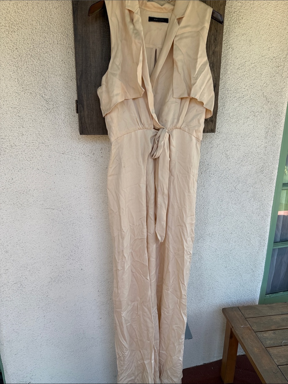 BCBGMaxAzria Cream Sleeveless Tie-Front Jumpsuit